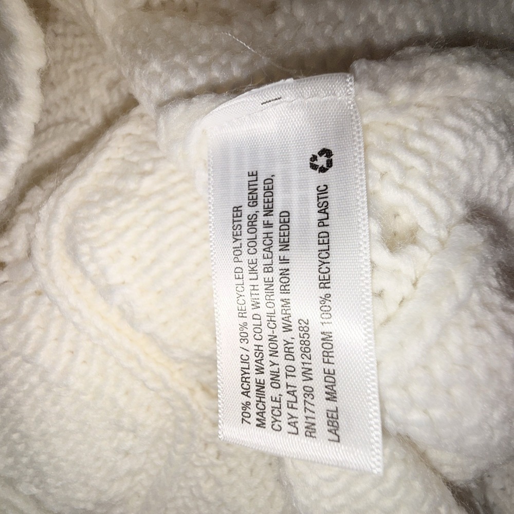 Wild Fable Pointelle Cable Knit Sweater Women NEW 2X White Balloon Sleeve Boho - Picture 3 of 4